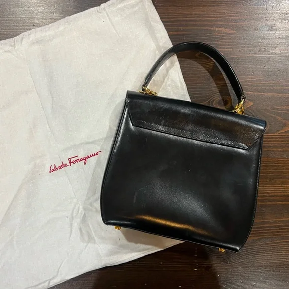 Salvatore Ferragamo Black and Gold Handbag - Picture 2 of 8
